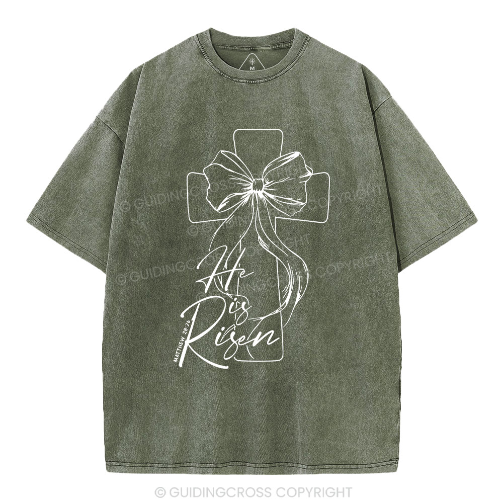 He Is Risen Christian Washed T-Shirt